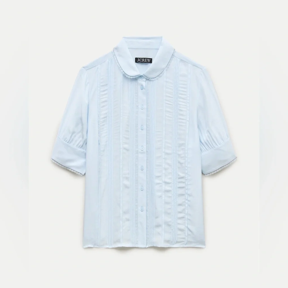 NWT J.Crew Lace-Trim Button-Up Top in Crepe de Chine